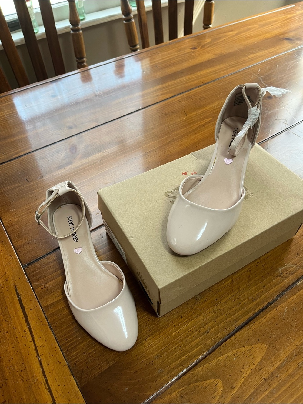 Steve Madden Kids Cream Patent Ankle-Strap Dress Heels